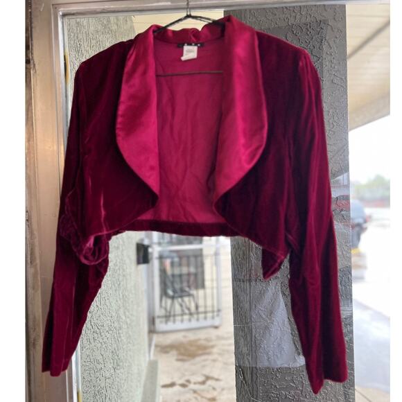 None Jackets & Blazers - Vintage red velvet bolero jacket size XL